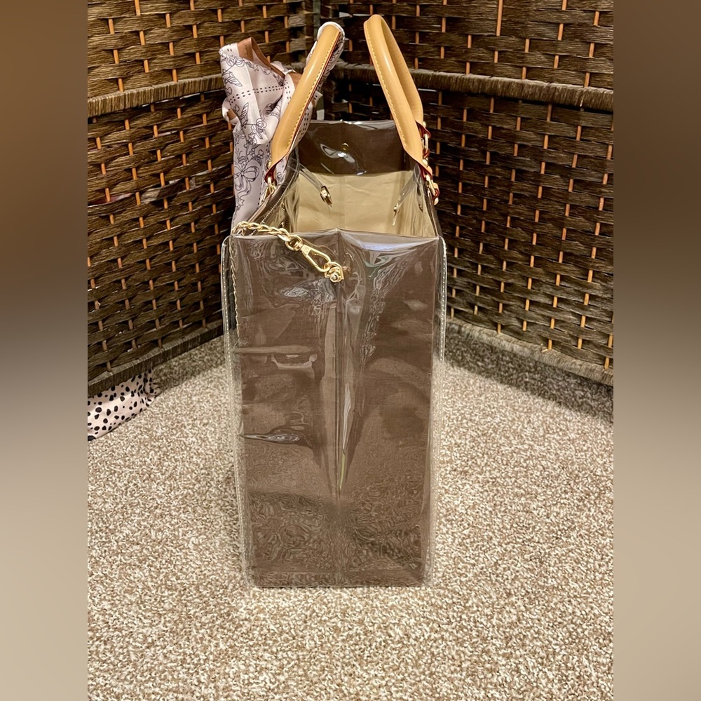 Louis Vuitton Elegant Brown Shopping Tote Bag with Scarf Accent and charms - Picture 8 of 11